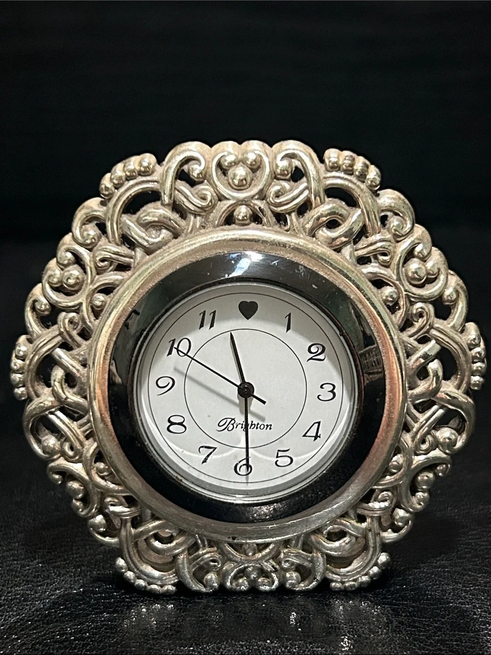Brighton Silver Filigree Decorative Round Clock